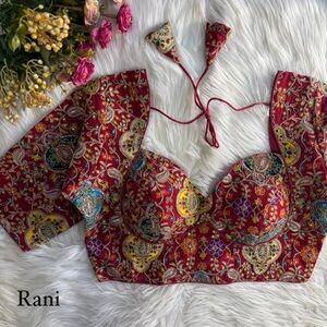 Red Floral Saree Blouse
